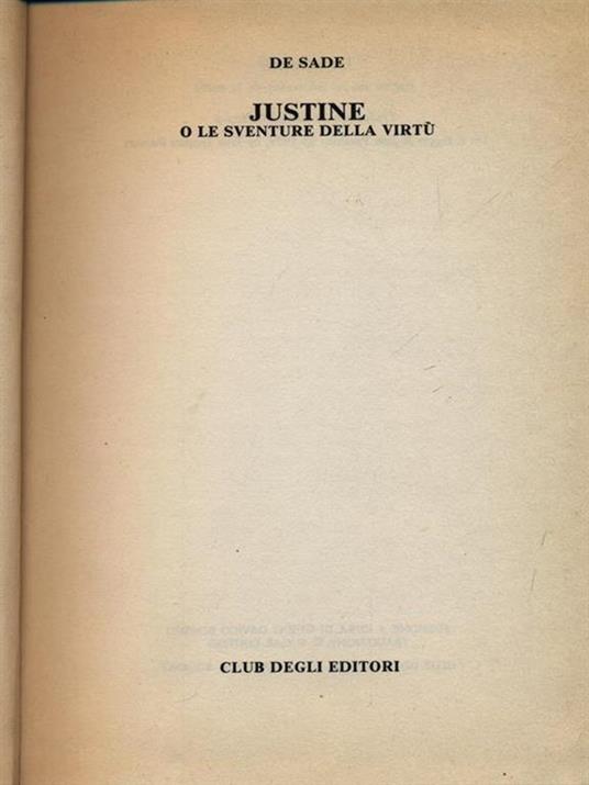 Justine - François de Sade - copertina