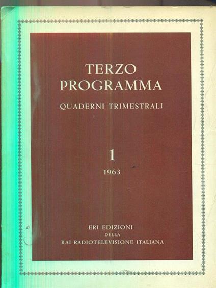 Terzo Programma 1/ 1963 - copertina