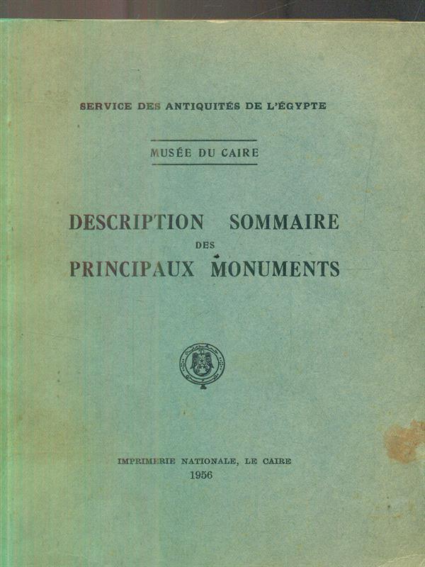 Description Sommaire Des Principaux Monuments Musee du Caire