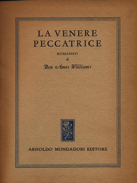 La Venere peccatrice - Ben Ames Williams - copertina