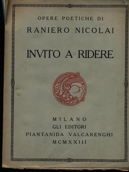 Invito a ridere - Raniero Nicolai - copertina