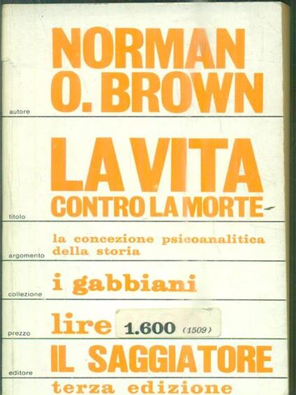 La vita contro la morte - Norman O. Brown - copertina