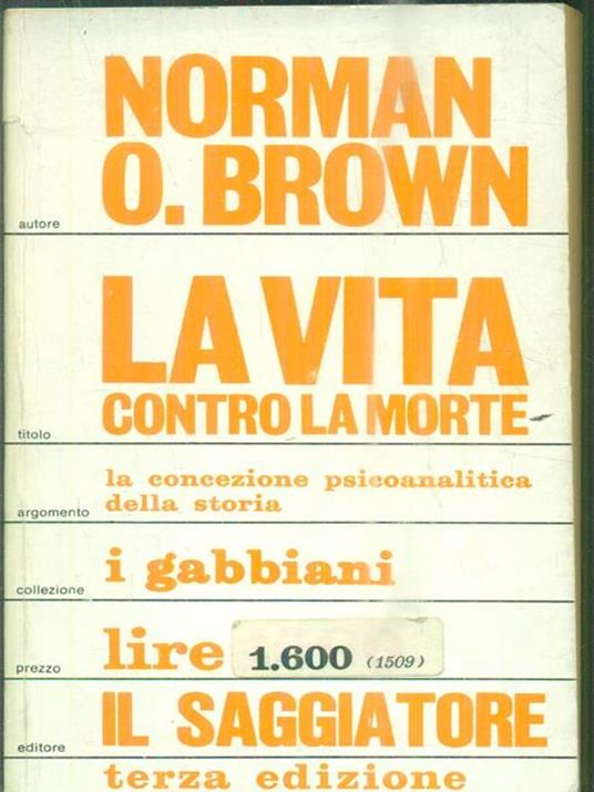 La vita contro la morte - Norman O. Brown - copertina