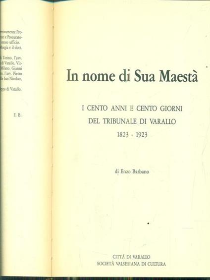 In nome di sua Maestà - Enzo Barbano - copertina