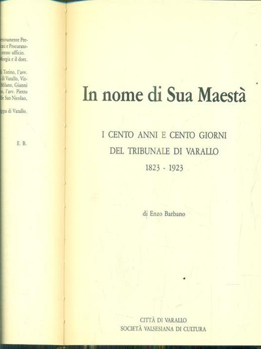 In nome di sua Maestà - Enzo Barbano - copertina