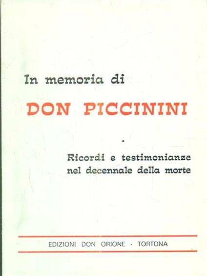 In memoria di Don Piccinini - copertina