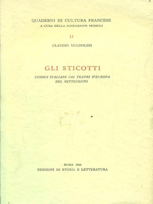 Gli Sticotti. Comici italiani nei teatri d'Europa nel Settecento - Claudio Meldolesi - copertina