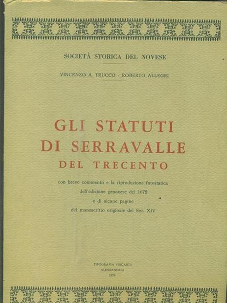 Gli Statuti di Serravalle del Trecento - copertina