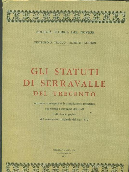 Gli Statuti di Serravalle del Trecento - copertina