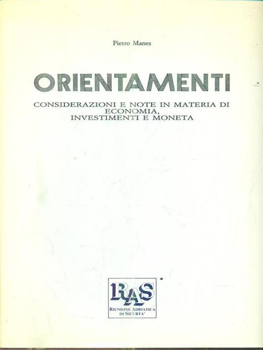 Orientamenti - Pietro Manes - copertina