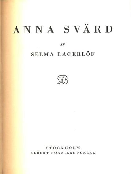 Anna Svard - Selma Lagerlof - copertina
