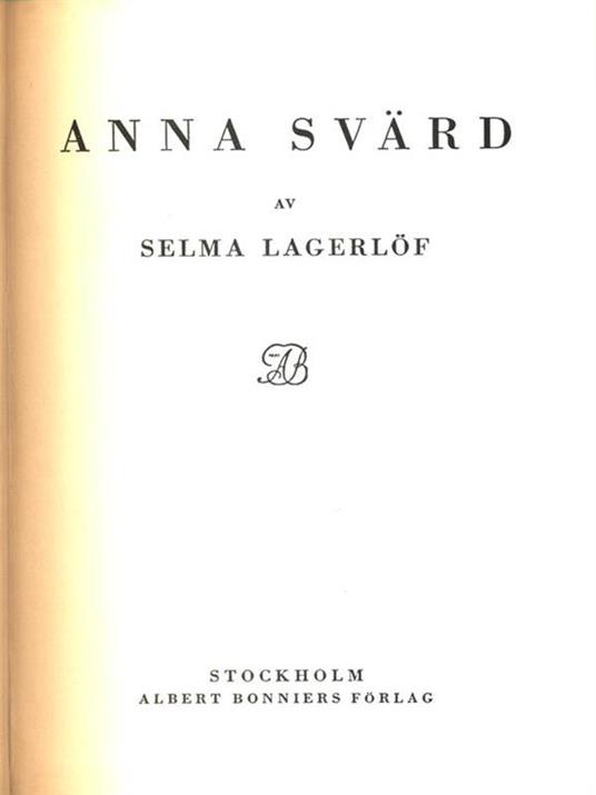 Anna Svard - Selma Lagerlof - copertina