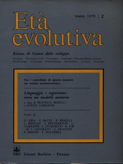 Età evolutiva n. 2/marzo 1979 - copertina