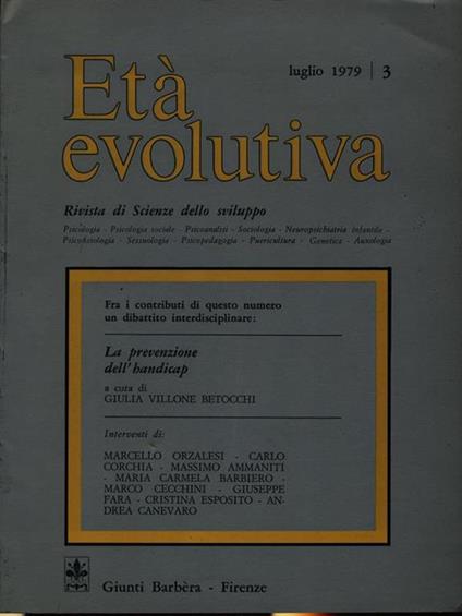 Età evolutiva n. 3/luglio 1979 - copertina