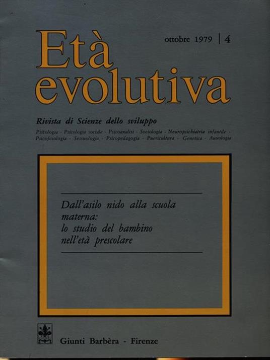 Età evolutiva n. 4/ottobre 1979 - copertina