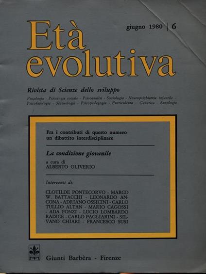 Età evolutiva n. 6/giugno 1980 - copertina