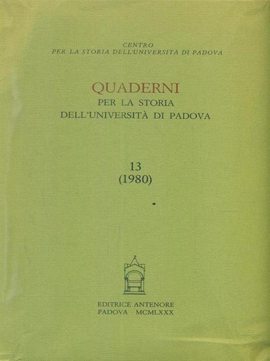 Quaderni per la storia dell'Università di Padova - copertina