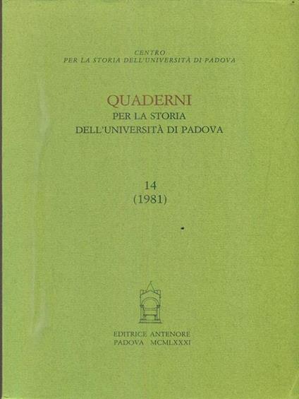 Quaderni per la storia dell'Università di Padova - copertina