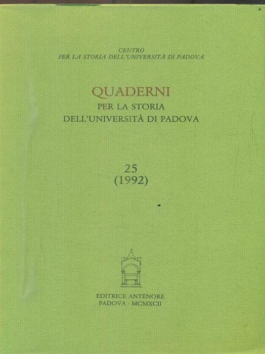Quaderni per la storia dell'Università di Padova (24-25) - copertina