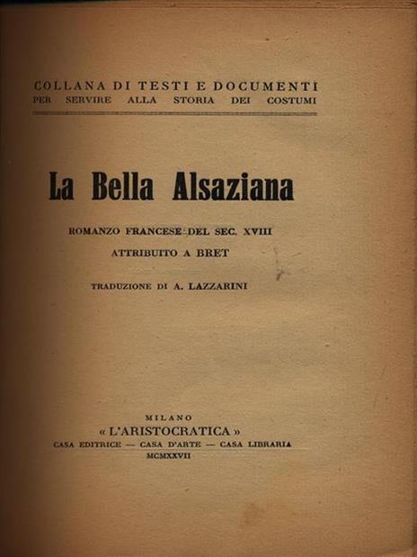 La bella alsaziana - Antoine Bret - copertina