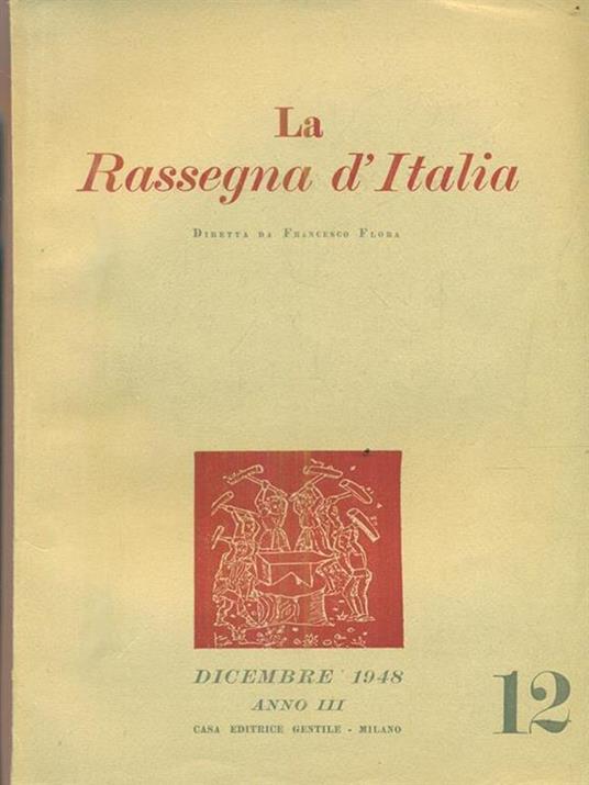 La rassegna d'Italia numero 12 - dicembre 1948 - copertina