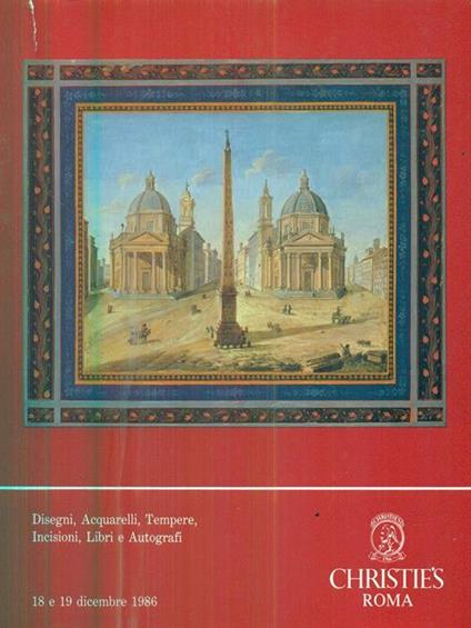 Disegni, acquarelli, tempere, Incisioni, Libri e Autografi - 18-19 dicembre 1986 - copertina