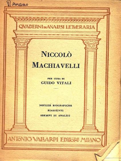 Niccolò Machiavelli - Guido Vitali - copertina