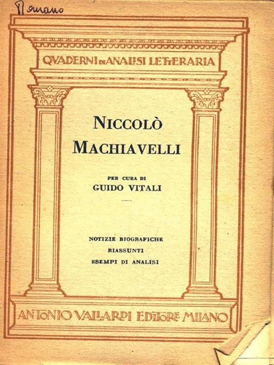 Niccolò Machiavelli - Guido Vitali - copertina