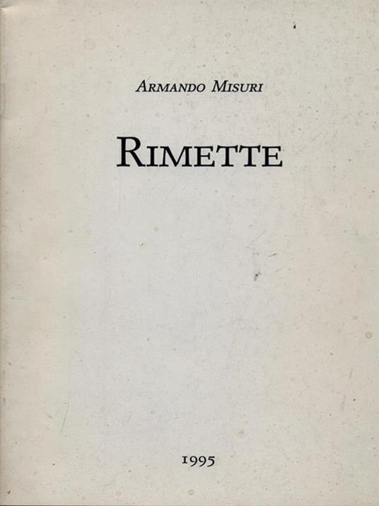 Rimette - Armando Misuri - copertina