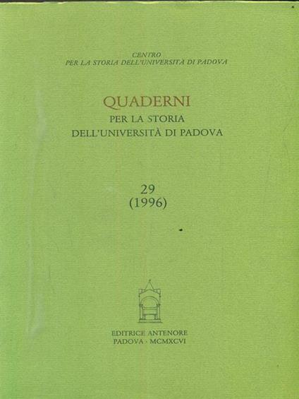 Quaderni per la storia dell'Università di Padova - copertina