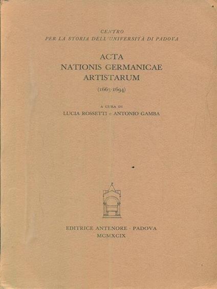 Acta nationis Germanicae artistarum (1663-1694) - copertina