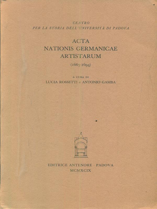 Acta nationis Germanicae artistarum (1663-1694)