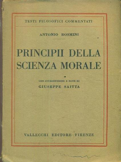 Principii della scienza morale - Antonio Rosmini - copertina
