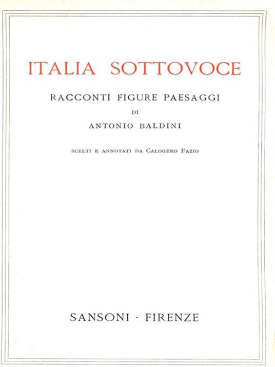 Italia sottovoce - Antonio Baldini - copertina