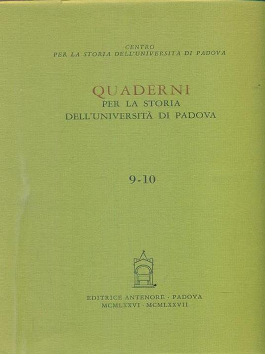 Quaderni per la storia dell'Università di Padova - copertina