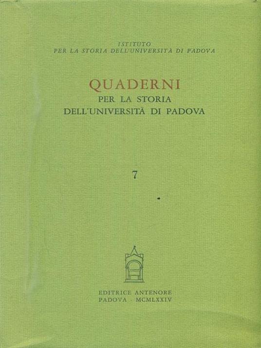 Quaderni per la storia dell'università di padova 7 - copertina