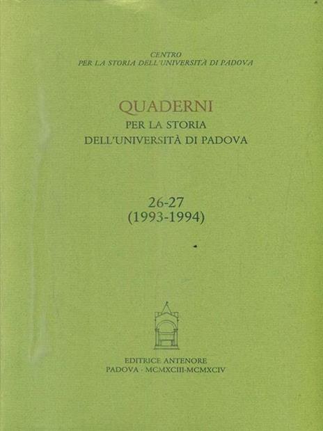 Quaderni per la storia dell'Università di Padova - copertina