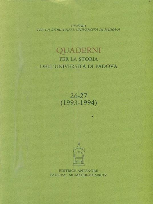 Quaderni per la storia dell'Università di Padova - copertina