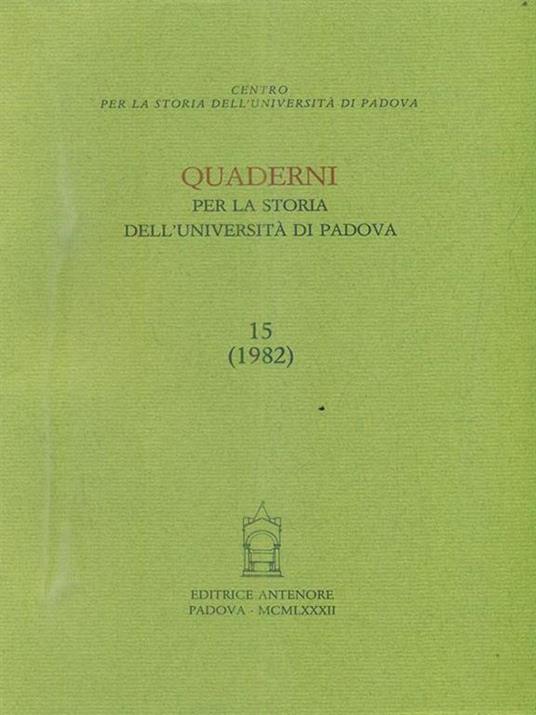 Quaderni per la storia dell'Università di Padova - copertina