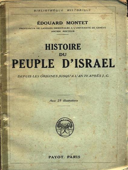 Histoire du peuple d'Israel - Edouard Montet - copertina