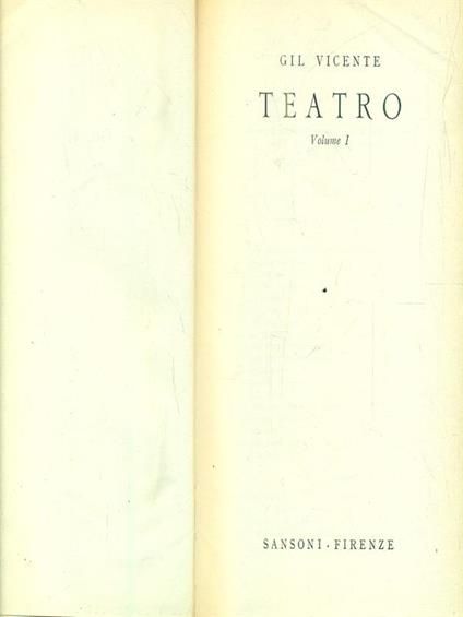 Teatro. Vol I - Gil Vicente - copertina