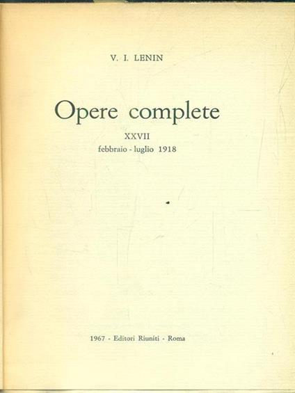 Opere. vol 27 - Lenin - copertina
