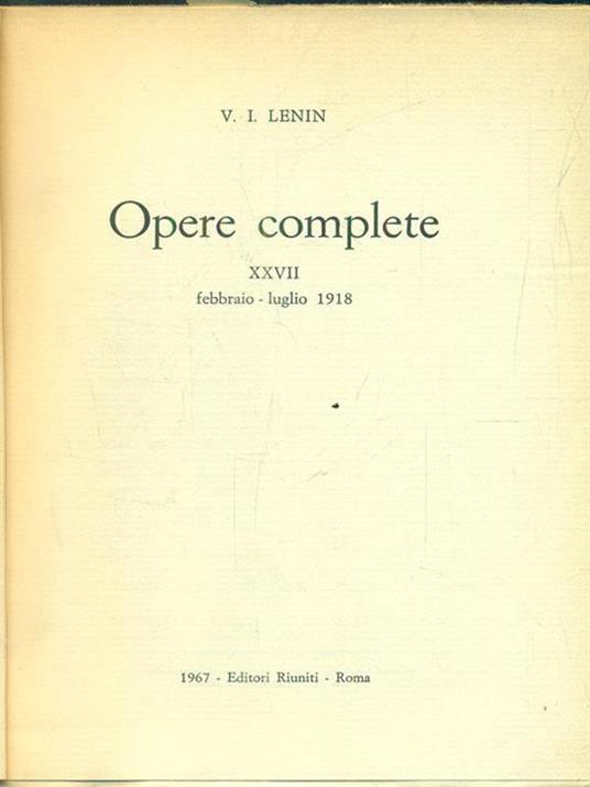 Opere. vol 27 - Lenin - copertina