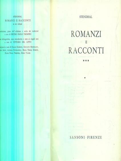 Romanzi e racconti. Vol III - Stendhal - copertina
