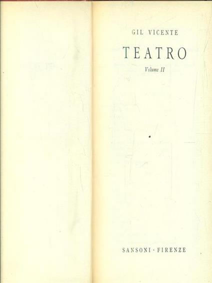 Teatro. Vol II - Gil Vicente - copertina