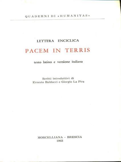 Lettere enciclica: Pacem in terris - copertina