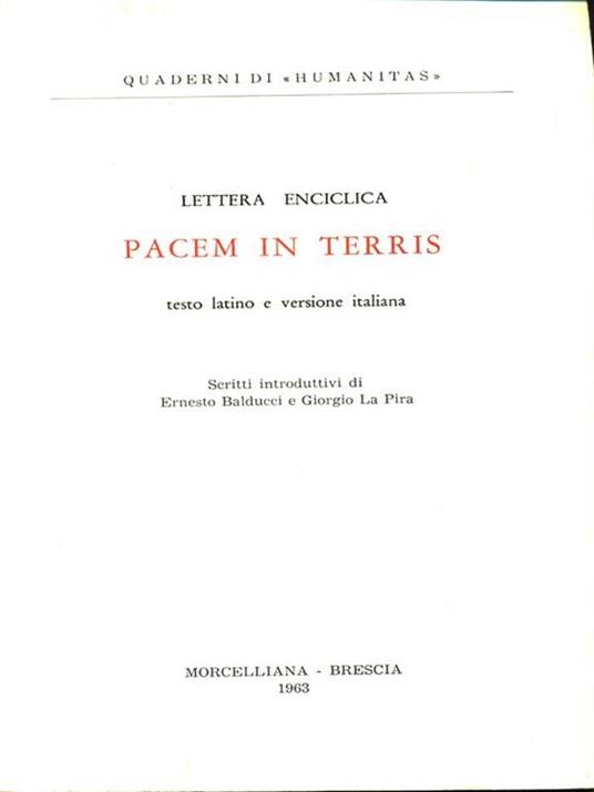 Lettere enciclica: Pacem in terris - copertina