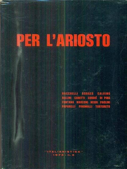 Per l'Ariosto. Italianistica 1974. numero 3 - copertina