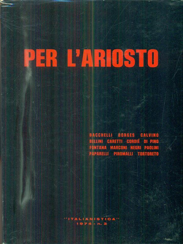 Per l'Ariosto. Italianistica 1974. numero 3