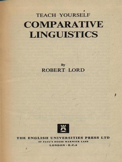 Comparative linguistics - Robert Howard Lord - copertina